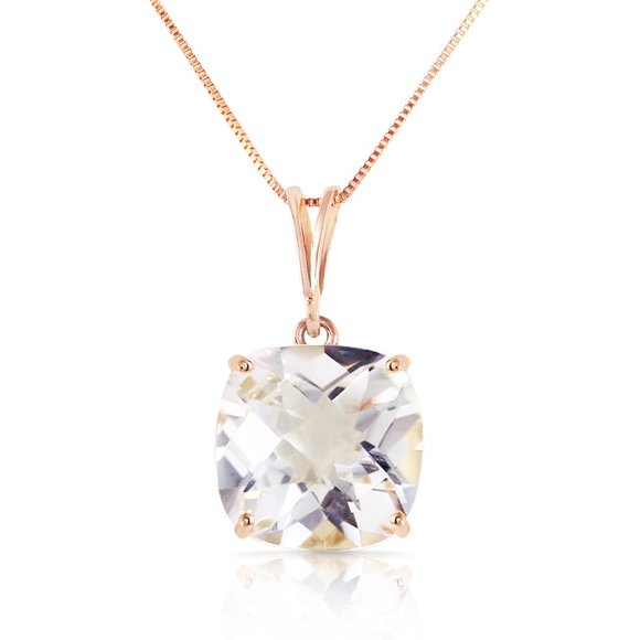 Galaxy Gold Products Jewelry - 14K. NECKLACE CHECKERBOARD CUT WHITE TOPAZ